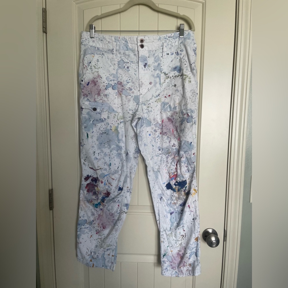 Anthropologie Multicolor Paint-Splatter Pants